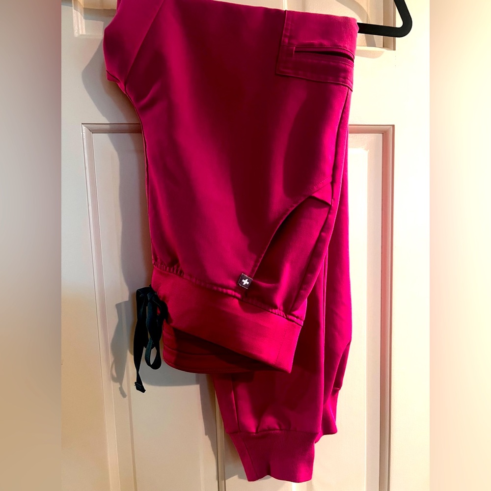 Figs Zamora Joggers. Size Small. Regular length. Dark pink, purple ties.